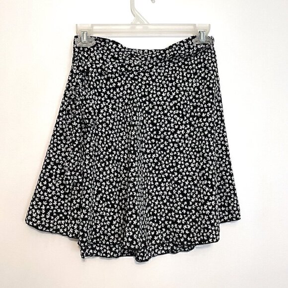 SKY AND SPARROW TILLYS Black White Ditsy Floral High Waisted Mini Wrap Skirt XL - Picture 10 of 12